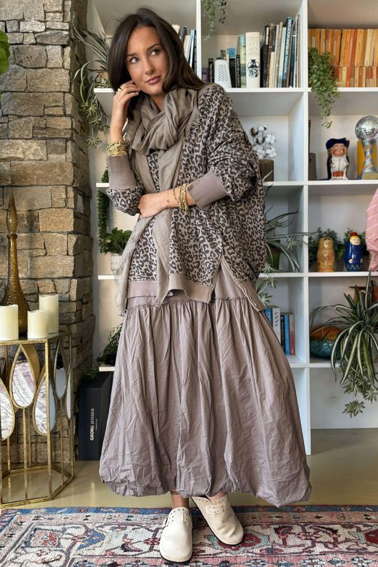 Paloma Bubble Hem Layering Dress Mocha